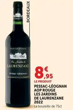 Hyper U Pessac-léognan aop rouge les jardins 2022 offre
