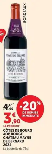 Super U Cotes de bourg aop rouge offre