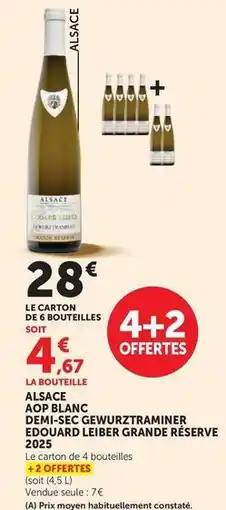 Super U Alsace aop blanc démi-séc gewwztraminer edouard leiber grander offre