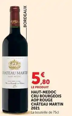 Super U Haut-medoc cru bourgeois aop rouge 2021 offre