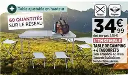Centrakor Table de camping + 4 tabourets offre