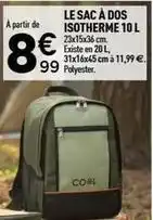 Centrakor Le sac a dos isotherme 10 l offre