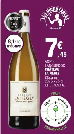E.Leclerc Château Lanégly aop languedoc offre