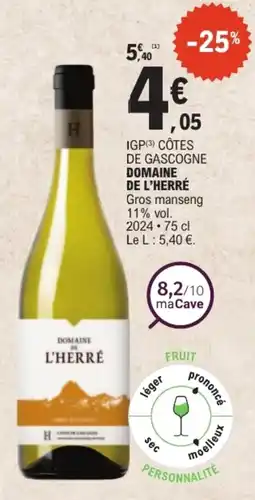 E.Leclerc Domaine de l'Herré IGP CÔTES DE GASCogne offre