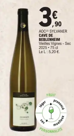E.Leclerc CAVE DE BEBLENHEIM SYLVANER offre