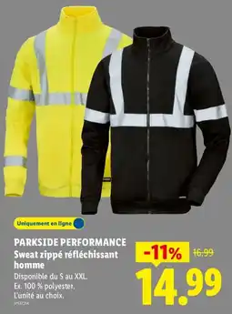 Lidl PARKSIDE PERFORMANCE Sweat zippé réfléchissant homme offre