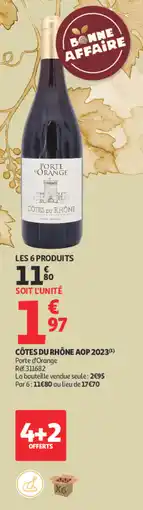 Auchan Porte d'Orange Côtes du Rhône aop 2023 offre