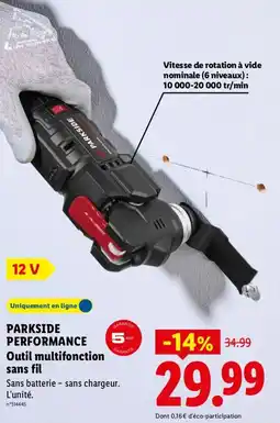 Lidl PARKSIDE PERFORMANCE Outil multifonction sans fil offre