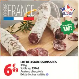 Auchan Lot de 3 saucissons secs offre