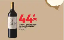 Auchan Château talbot saint julien 4ème grand cru classé aop 2024 offre