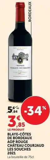 Hyper U Chateau courjaud - blaye côtes de bordeaux aop rouge offre
