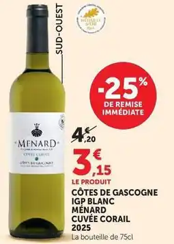 U Express Côtes de gascogne igp blanc cuvée corail offre