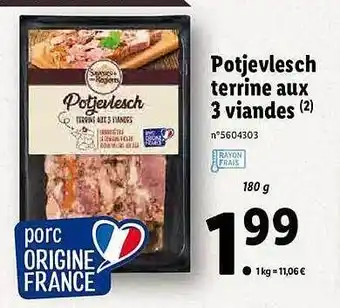 Lidl Potjevlesch Terrine Aux 3 Viandes Saveurs De Nos Régions offre