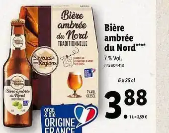 Lidl Bière Ambrée Du Nord Saveurs De Nos Régions offre