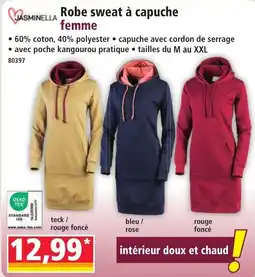 Norma Jasminella robe sweat à capuche femme offre