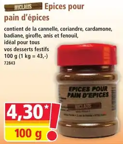 Norma NICLAUS Epices pour pain d'épices offre