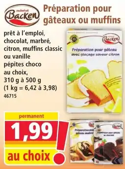 Norma Backen Préparation pour gâteaux ou muffins offre