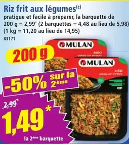 Norma MULAN Riz frit aux légumes offre