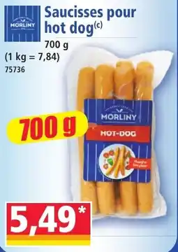 Norma MORLINY Saucisses pour hot dog offre