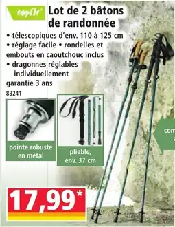 Norma topfit Lot de 2 bâtons de randonnée offre