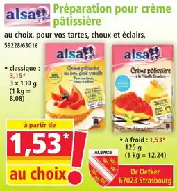 Norma alsa Préparation pour crème pâtissière offre