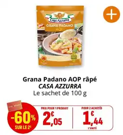 Coccinelle Supermarché CASA AZZURRA Grana Padano AOP râpé offre
