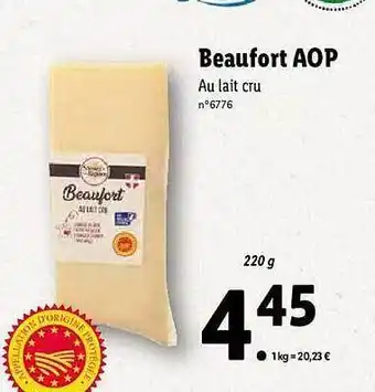 Lidl Beaufort Aop Saveurs De Nos Régions offre