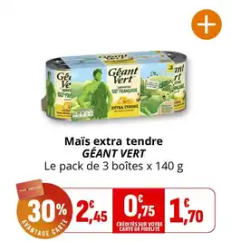 Coccinelle Supermarché Géant Vert Maïs extra tendre offre