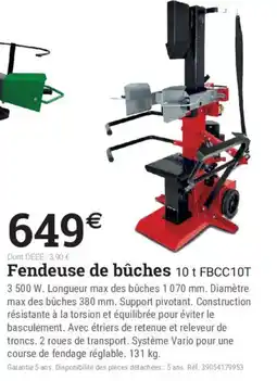 Espace emeraude FBCC10T Fendeuse de bûches offre