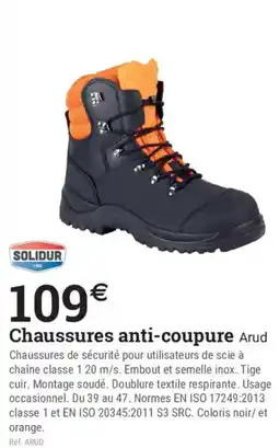 Espace emeraude Arud Chaussures anti-coupure offre