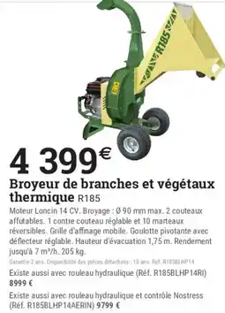 Espace emeraude R185 Broyeur de branches et végétaux thermique offre