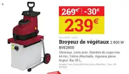 Espace emeraude BVE2800 Broyeur de végétaux offre