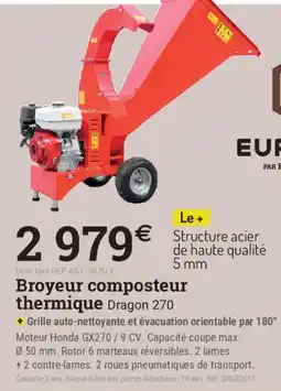 Espace emeraude Dragon Broyeur composteur thermique offre