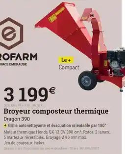Espace emeraude PROFARM Broyeur composteur thermique Dragon 390 offre