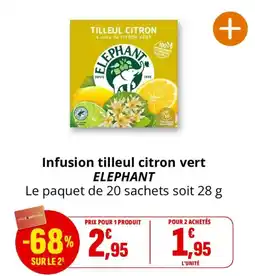 Coccinelle Supermarché ELEPHANT Infusion tilleul citron vert offre
