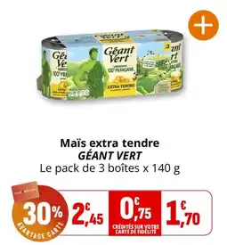 Coccinelle Express Géant Vert Maïs extra tendre offre