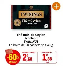 Coccinelle Express TWININGS Thé noir de Ceylan Scotland offre