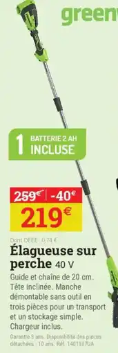 Espace emeraude green Élagueuse sur perche 40 V offre