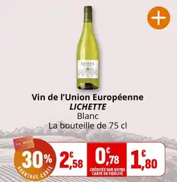 Coccinelle Supermarché LICHETTE Vin de l'Union Européenne Blanc offre