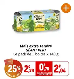 Coccimarket GÉANT VERT Maïs extra tendre offre