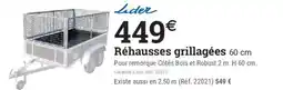 Espace emeraude Lider Réhausse grillagée offre