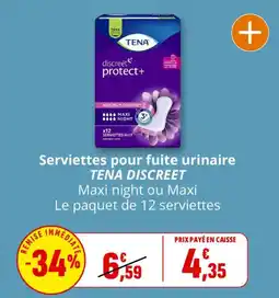 Coccinelle Express TENA Serviettes pour fuite urinaire offre