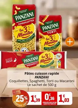 Coccimarket PANZANI Pâtes cuisson rapide offre