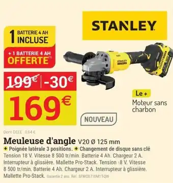 STANLEY Meuleuse d'angle V20 Ø 125 mm