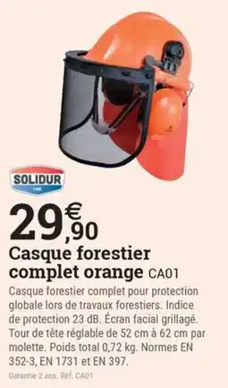 Espace emeraude SOLIDUR Casque forestier complet orange offre