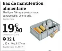 Espace emeraude Bac de manutention alimentaire offre