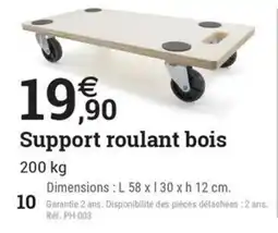 Espace emeraude Support roulant bois offre