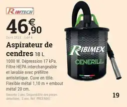 Espace emeraude RIBITECH Aspirateur de cendres offre