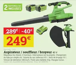 Espace emeraude greenworks Aspirateur / souffleur / broyeur 40 V offre