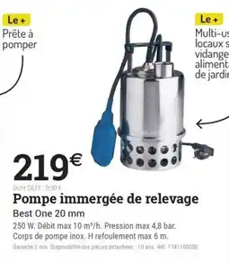 Espace emeraude Best One Pompe immergée de relevage offre
